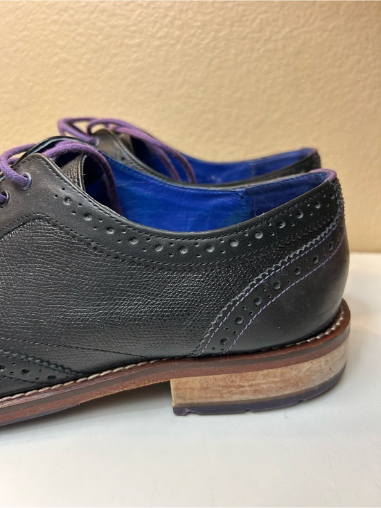 Ted Baker Black Leather Wingtip Oxfords Purple Bottoms stitching size 11 Men’s main image 7